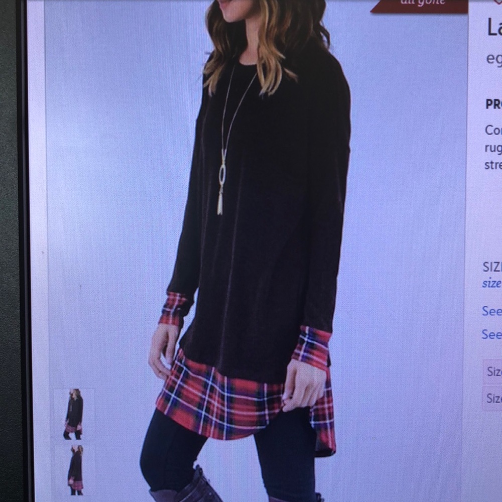 Brown and plaid layered tunic